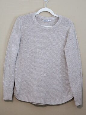 Pink Clover Beige Textured Knit Sweater Large Cozy Pullover